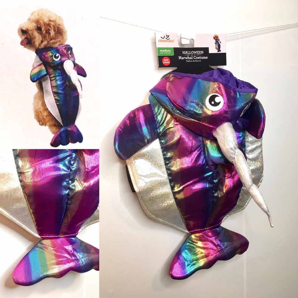 Dog Costume | Iridescent Narwhal Size M